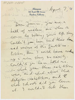 Brief von Max Delbrück an Jeanne Mammen, 7.4.1938;