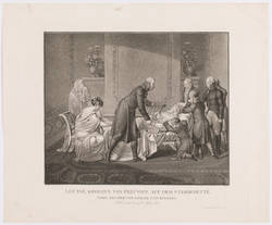 Louise, Königin von Preußen, auf dem Sterbebette, nimmt Abschied von Gemahl und Kindern;