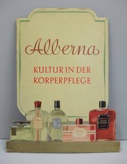 Werbeaufsteller für "Alberna" Kosmetikprodukte von Florena