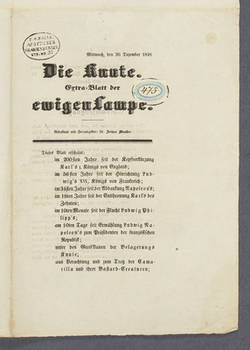 "Die Knute. - Extra-Blatt der ewigen Lampe."