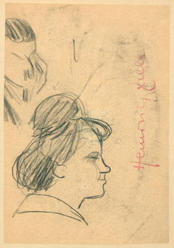 Skizzen: Kopfbild eines Mannes, Frau im Profil
