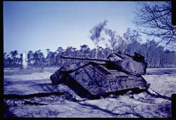 Sammlung C. F. S. Newman. zerstörter sowj. Panzer T-34 im Grunewald