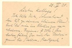 Eigenhändige Postkarte von Hayduk an Heinrich Zille betr. Abendessen bei Heyder