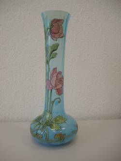 Blaue Vase mit Mohnblumendekor