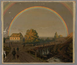 Landschaft mit Regenbogen;