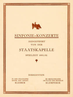 Vorschau Sinfonie-Konzerte der Staatskapelle 1931/32 ;