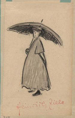 Frau mit aufgespanntem Schirm