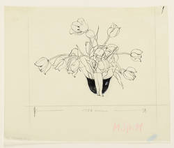 Modezeichnung: "Vase mit Tulpen"