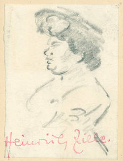 Skizze einer Frau mit Hut nach links