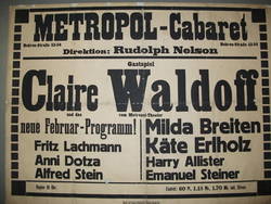 Metropol-Cabaret. Claire Waldoff;