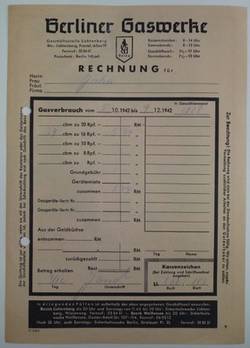 2 Quittungen über BEWAG-Rechnung und 2 Rechnungen der Berl. Gaswerke Aktiengesellschaft für Richard Jahn, Weißensee, Gustav-Adolf-Str. 152