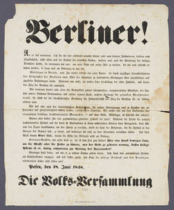 "Berliner!" - Aufruf der Volks-Versammlung in Posen