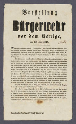 „Vorstellung der Bürgerwehr vor dem Könige, am 23. Mai 1848.“ - Flugblatt - a