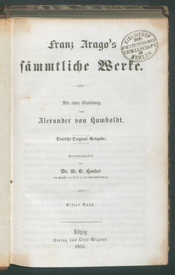 Franz Arago's sämmtliche Werke...
11. Bd
Bd ist zugleich: Arago, Franz: Populäre Astronomie, Bd (1)