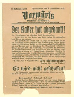 2. Extraausgabe des "Vorwärts" - Der Kaiser hat abgedankt!