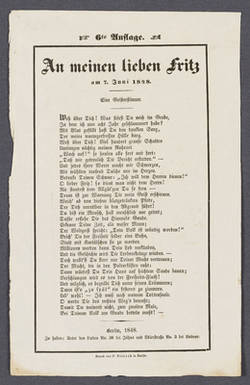 "An meinen lieben Fritz am 7. Juni 1848. - Eine Geisterstimme." - Gedicht.