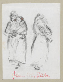 Skizzenblatt Frau mit Kind auf dem Arm