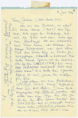Brief von Max Delbrück an Jeanne Mammen, 9. Juli 1970