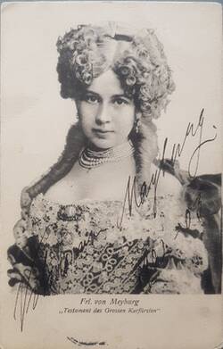 Fotopostkarte mit Autogramm: Vilma von Mayburg in "Das Testament des Grossen Kurfürsten". 