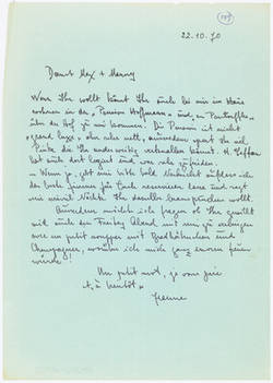 Brief von Jeanne Mammen an Max und Manny Delbrück, 22.10.(19) 70