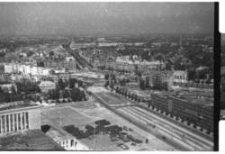 Blick vom Funkturm über Masurenalle, Reichskanzlerplatz Richtung Reichsstraße, rechts das Haus des Rundfunks
