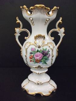Vase, Deutsche Blumen und Golddekor