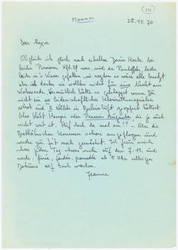 Brief von Jeanne Mammen an Max Delbrück, 28.10.1970