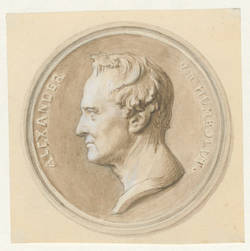 Entwurf der Vorder- und Rückseite einer Medaille zu Ehren A. v. Humboldt 