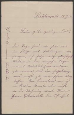 Brief von Anna Fieck an Cornelie Richter;
