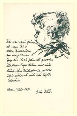 Eigenhändige von Postkarte Margarete Zille m.e.U. betr. 87. Geburtstag; Dankeschreiben für Glückwünsche