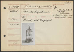 Runder Vogelbauer mit Papagei als Behälter für Zahnstocher, 1840