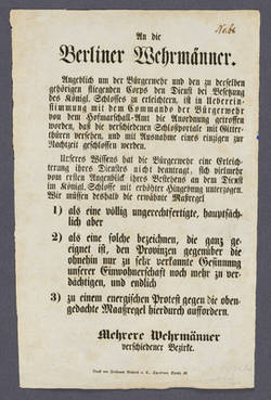 „An die Berliner Wehrmänner." - Flugblatt