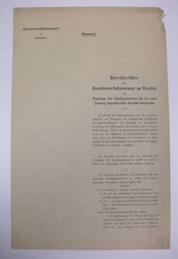 Entwurf von Vorschriften der Handwerkskammer zu Berlin;