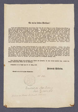 "An meine lieben Berlin!" - Proklamation von Friedrich Wilhelm IV - Extrablatt