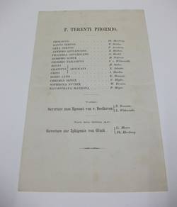 Handzettel mit der Besetzung eines Theaterstückes aus dem Nachlass der Familie Riedel;