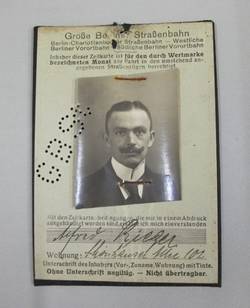 Fahrkarte des Berliner Friseurs Alfred Rieger für die Große Berliner Straßenbahn