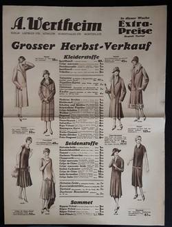 Werbeblatt für die Berliner Wertheim-Kaufhäuser