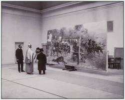 Adolph von Menzel mit Kaiser Wilhelm II. im Atelier des Malers Carl Röchling