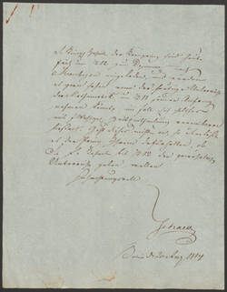 Handschr. Brief von Schaetz (?) an Prof. Fischer;