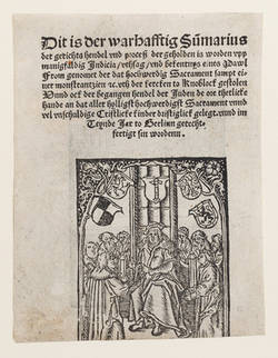 Titelblatt aus "Dit is der warhafftig Sumarius// der gerichts hendel ..."