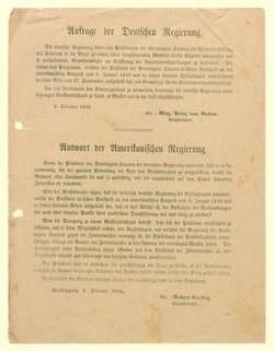 Anfrage der Deutschen Regierung zur Aufnahme von Friedensverhandlungen.