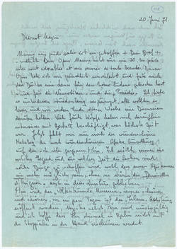 Brief von Jeanne Mammen an Max Delbrück, 20. Juni (19) 71 