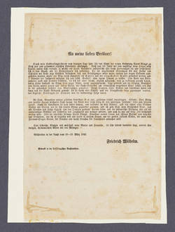 "An meine lieben Berliner!" - Proklamation von Friedrich Wilhelm IV. - Extrablatt