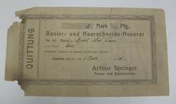 Quittung vom Friseur und Zahntechniker Arthur Springer