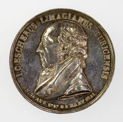Medaille auf den Tod des Schweizer Naturwissenschaftlers Johann Konrad Escher von der Linth