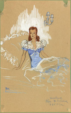 Kostümentwurf zum Film "Ich verweigere die Aussage", 1939, Nachthemd für Olga Tschechowa
