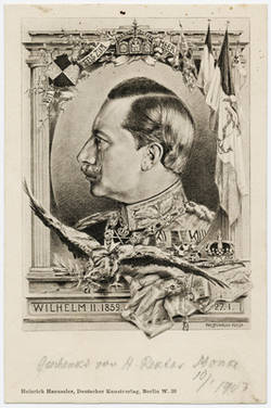 Zeichnerische Darstellung im Halbprofil Kaiser Wilhelm II.