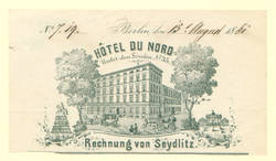 Hotel du Nord - Rechnung von Seydlitz - Ausschnitt