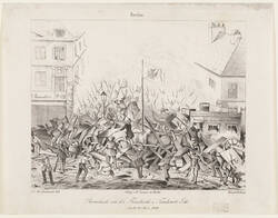 Barrikade an der Friedrichs u.Taubenstr. Ecke./ den 18.19. März 1848 