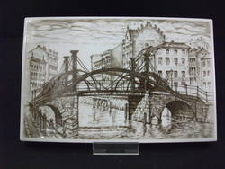 Bildplatte mit Vedutenmalerei, Jungfernbrücke;